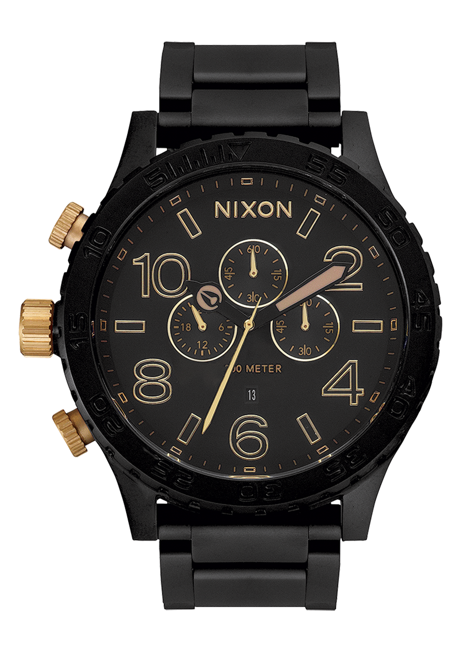 Reloj 51-30 Chrono Negro Mate Oro Acero Inoxidable para