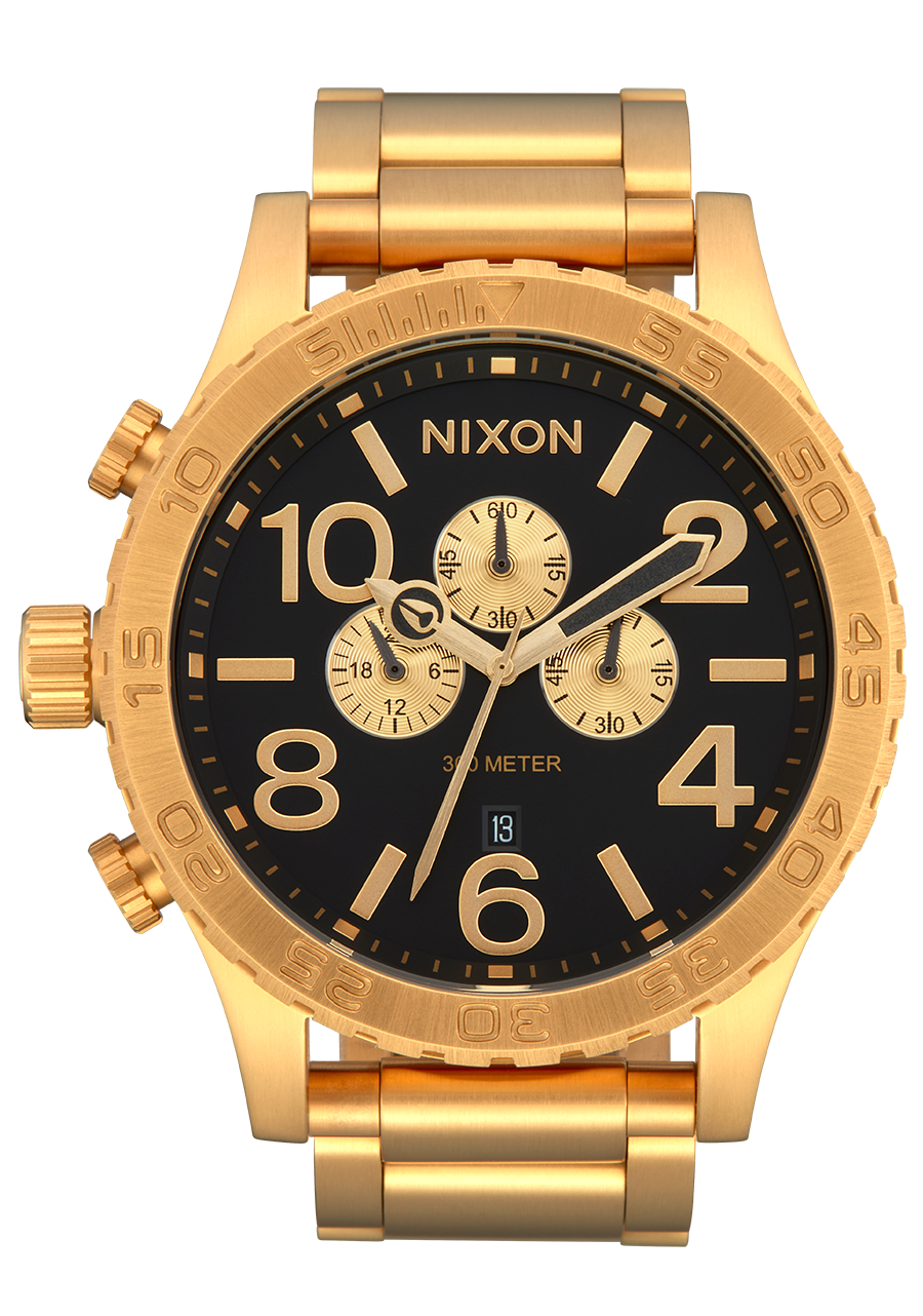 Reloj 51-30 Chrono Todo Oro Negro Acero Inoxidable para