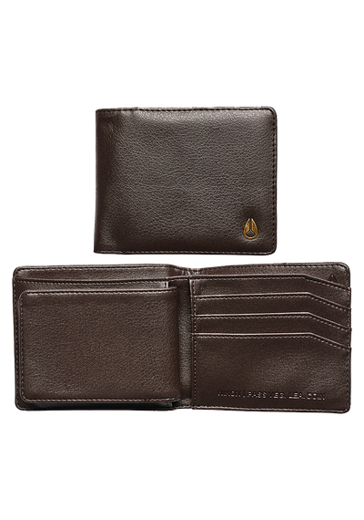 Cartera con monedero Pass de cuero vegano - Marrón