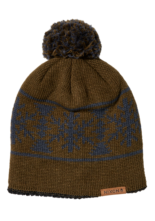 Gorro con pompón de lana Meister - Oliva/Multicolor