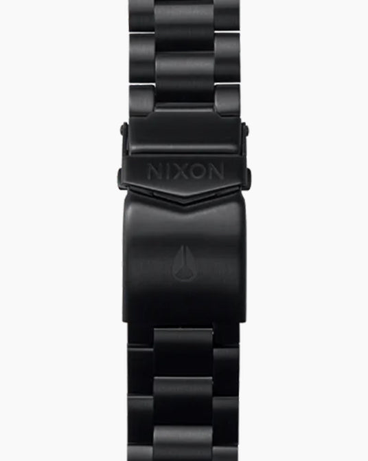 Close up of Nixon stainless steel bracelet clasp