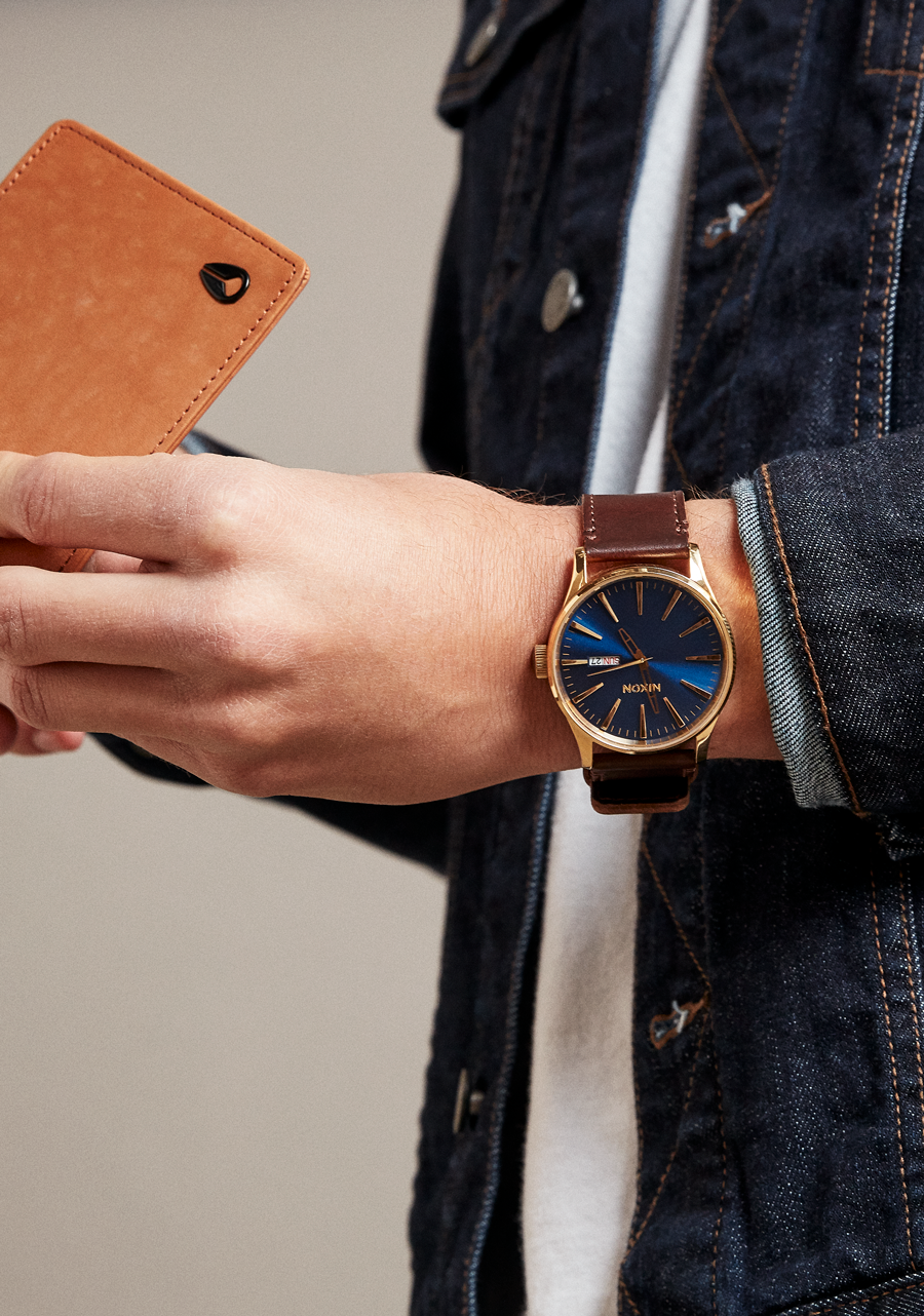 Sentry Leather - Oro Pulido / Azul Marino Sunray