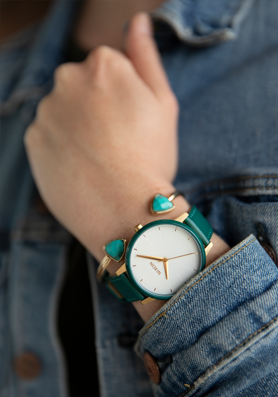 Kensington Leather - Oro / Blanco / Verde azulado