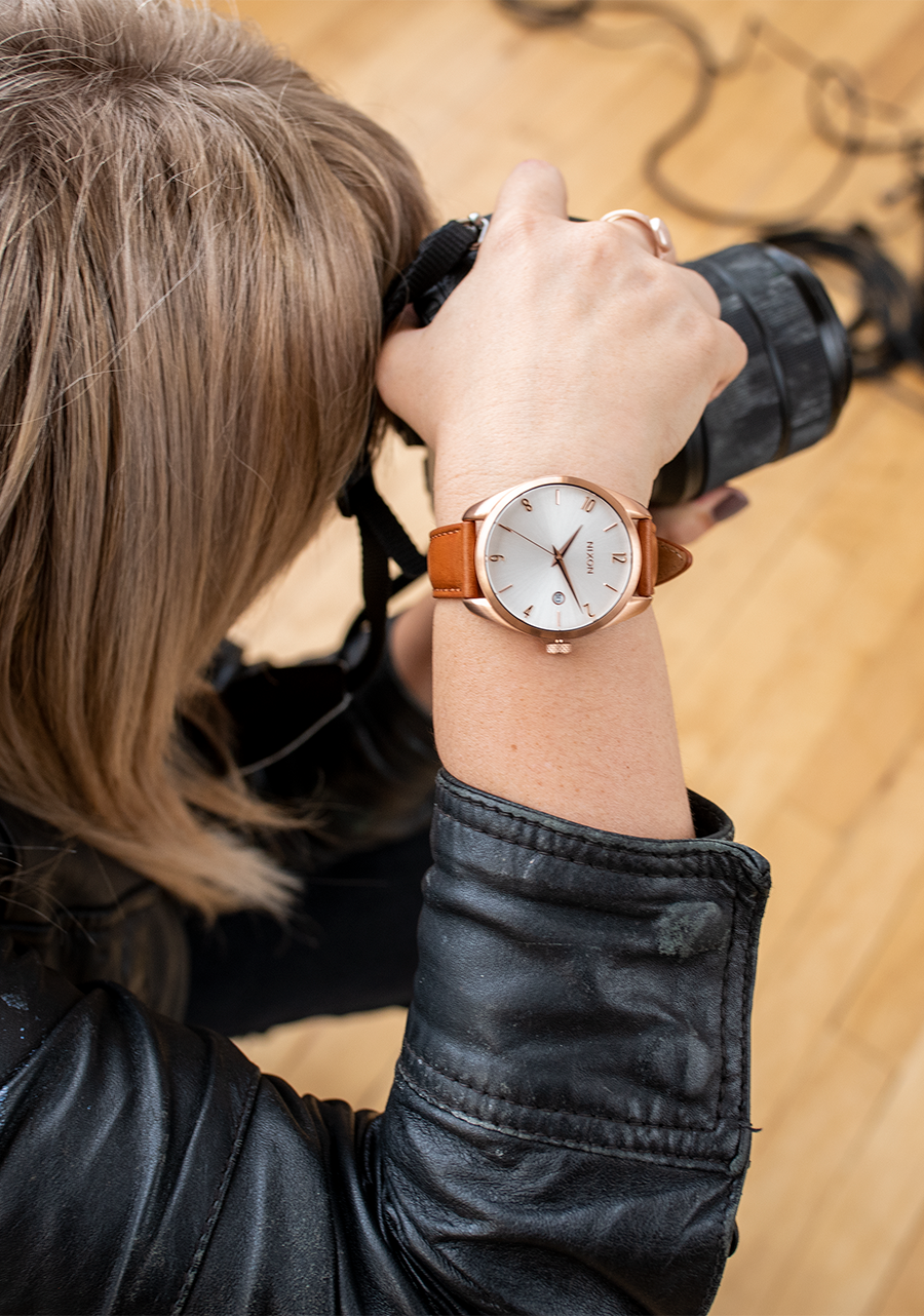 Thalia Leather - Oro rosa / Blanco