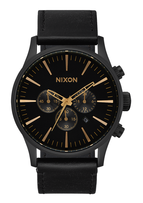 Sentry Chrono Leather - Negro mate/dorado/negro