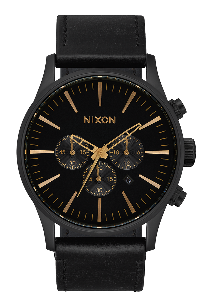 Sentry Chrono Leather - Negro mate / Dorado / Negro