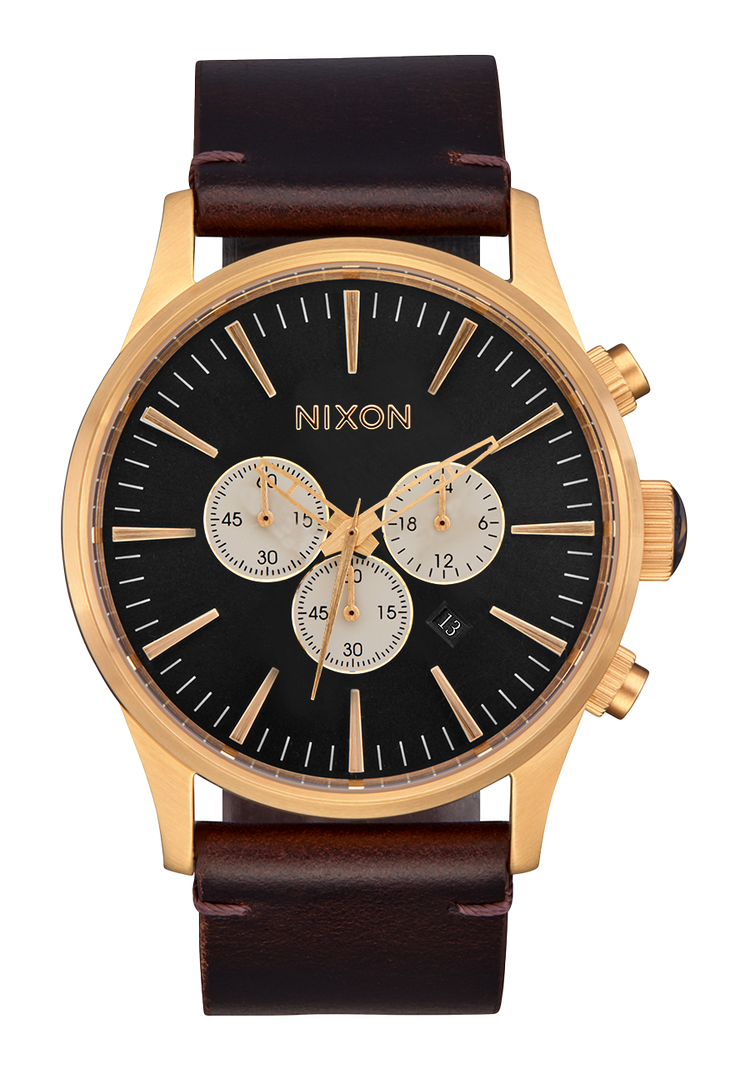 Sentry Chrono Leather - Oro / Índigo / Marrón