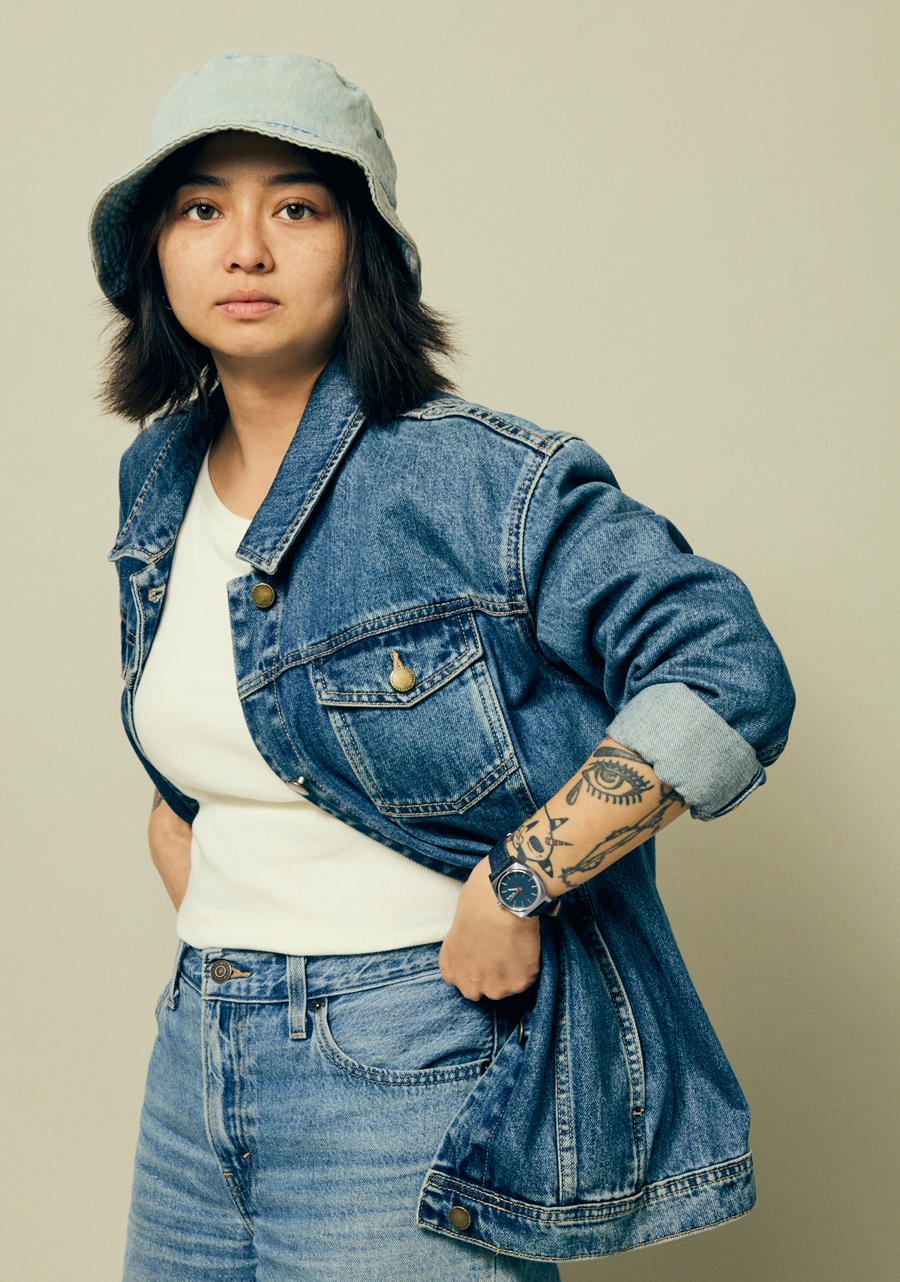 Medium Time Teller Denim - Plata / Índigo / Mezclilla