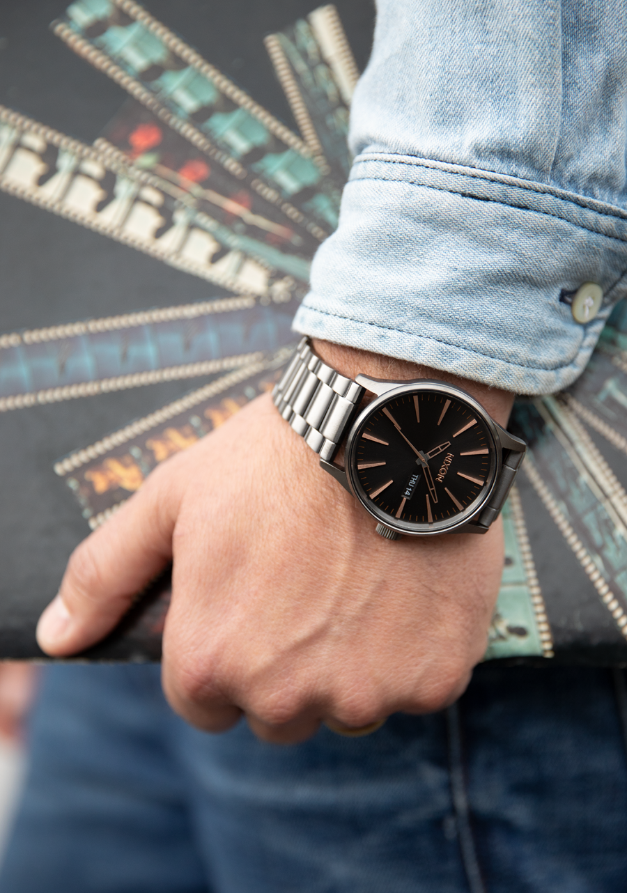 Reloj Sentry de Acero Inoxidable Todo Negro Negro Acero