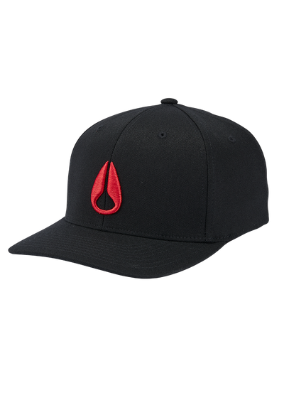 Deep Down Flexfit Athletic Fit Hat - Negro/rojo