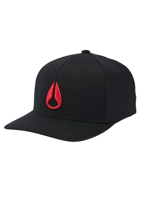 Deep Down Flexfit Athletic Fit Hat - Negro/rojo