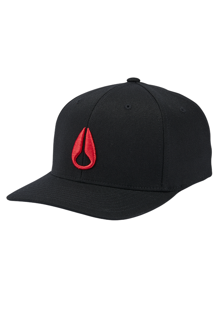 Deep Down Flexfit Athletic Fit Hat - Negro/rojo