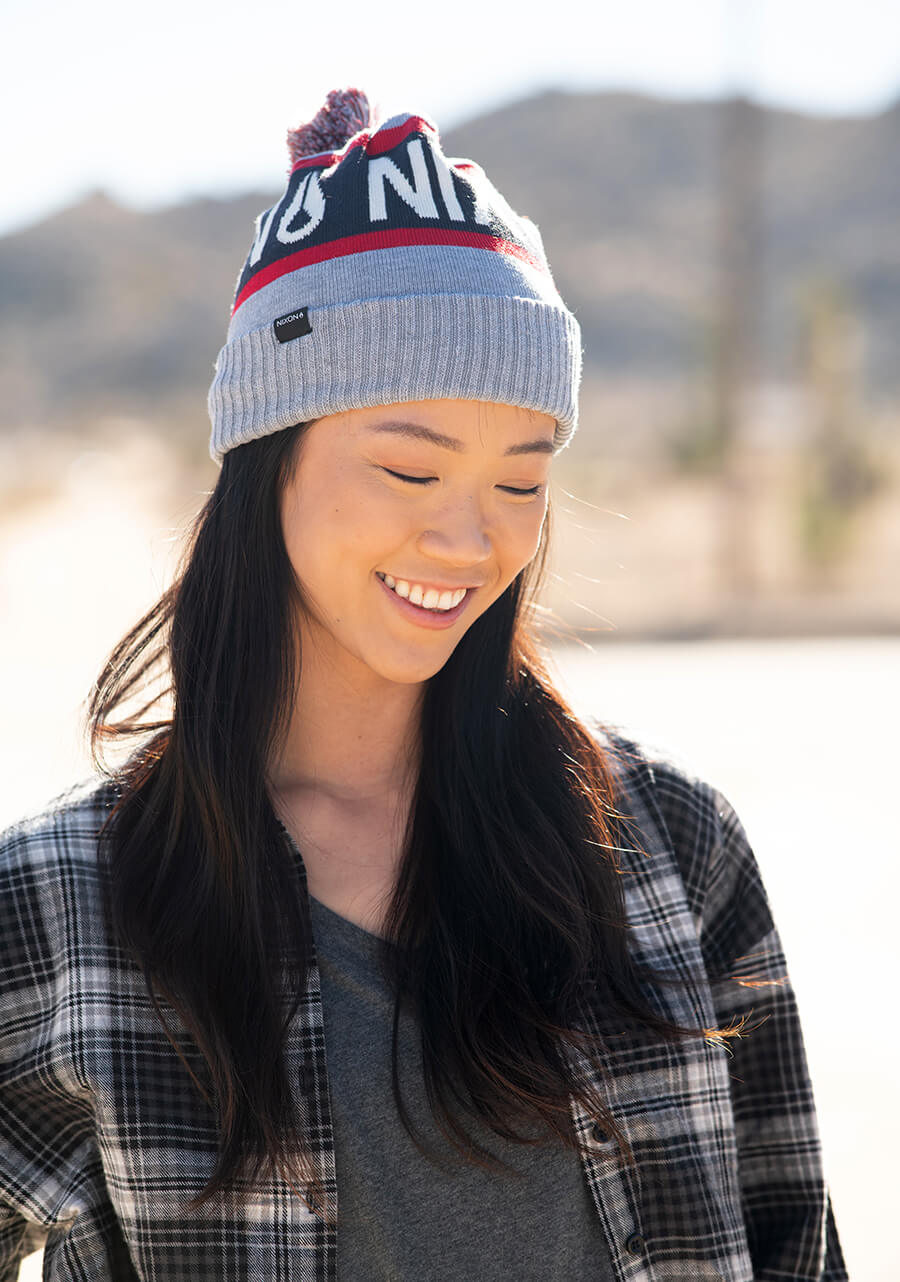 Gorro Teamster - Gris jaspeado/Rojo