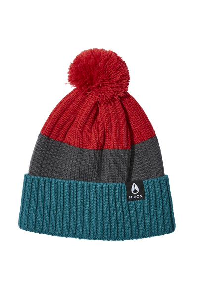 Gorro con pompón Schrader - Cedro oscuro/Rojo