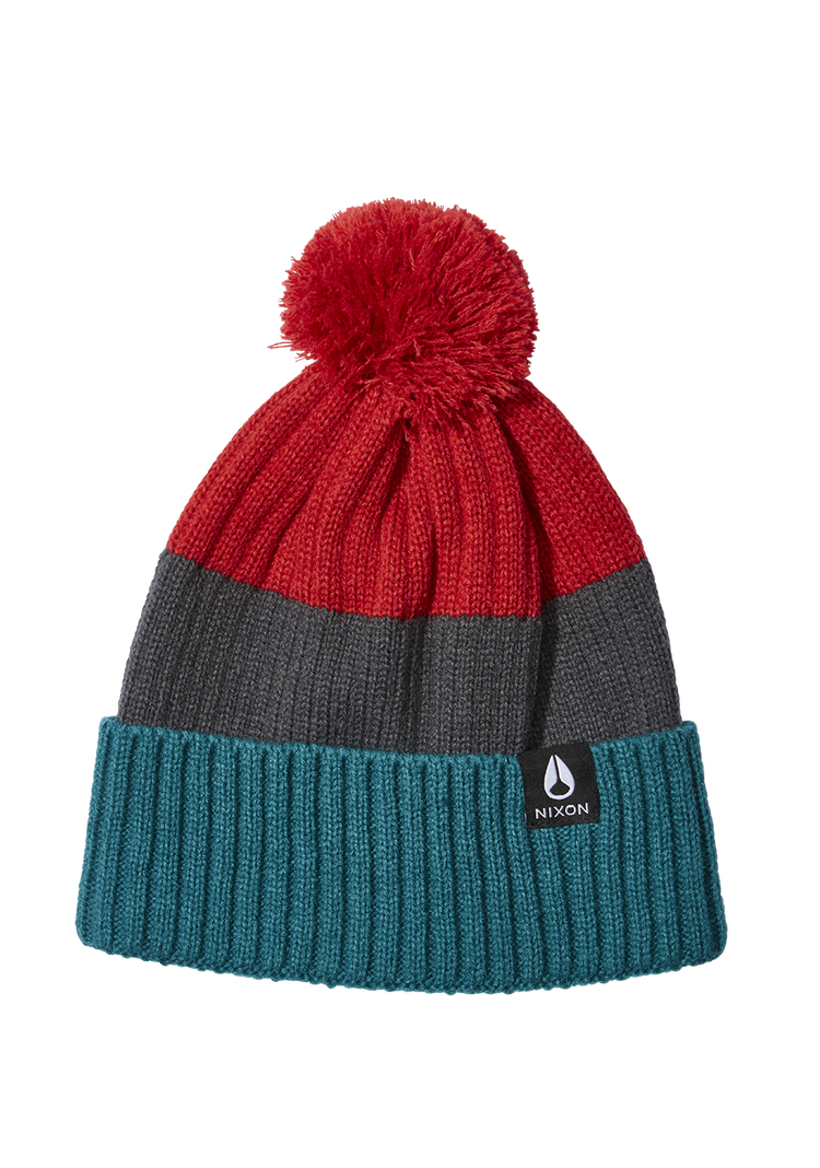 Gorro con pompón Schrader - Cedro oscuro/Rojo