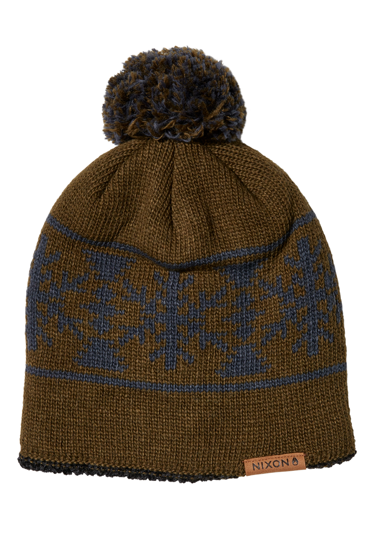Gorro con pompón de lana Meister - Oliva/Multicolor