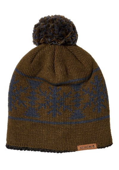 Gorro con pompón de lana Meister - Oliva/Multicolor