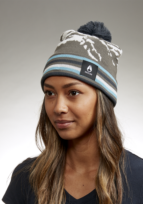 Ridge Pom Beanie - Gray / Multi