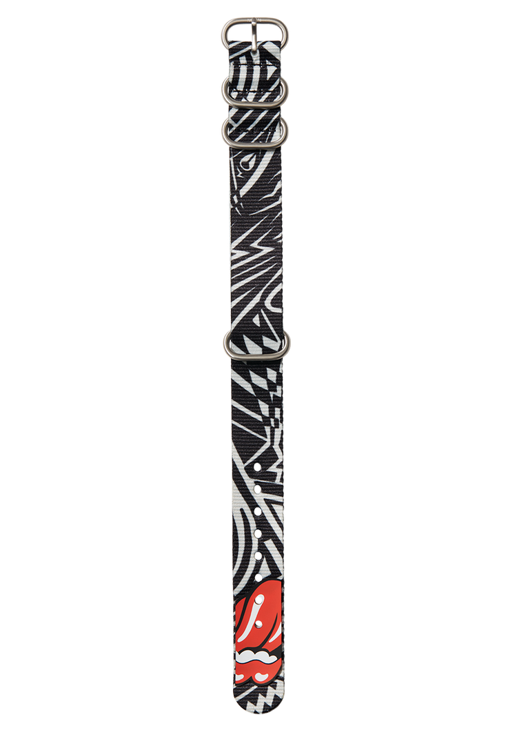 Rolling Stones 20mm Recycled One Piece Band - Negro/gris
