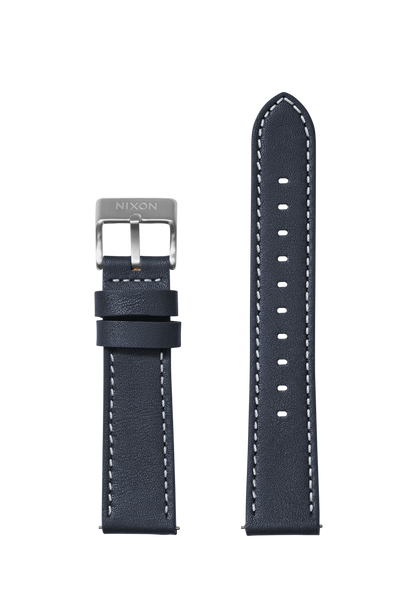 20mm Stitched Leather Band - Azul marino View 1