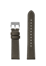23mm Stitched Leather Band - Oliva oscuro