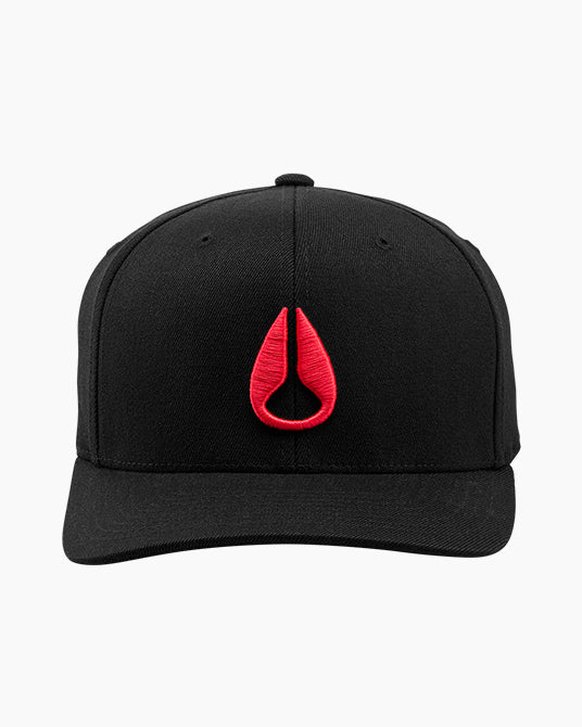 Black Nixon hat with a red logo