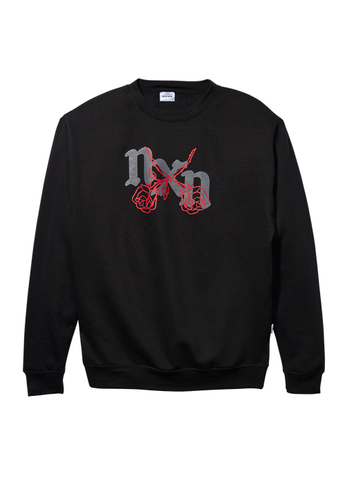 Sudadera Rosas Crew - Negro/rojo