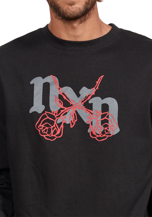 Sudadera Rosas Crew - Negro/rojo