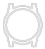 Grey outline icon of a watch case.